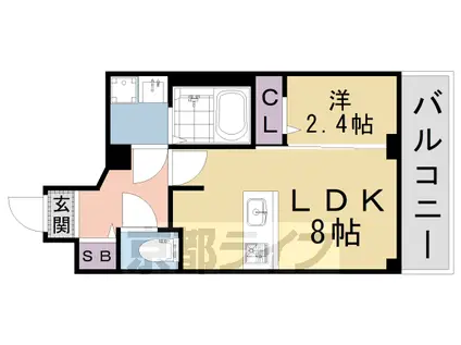 京都市烏丸線 今出川駅 徒歩14分 5階建 築3年(1LDK/5階)の間取り写真
