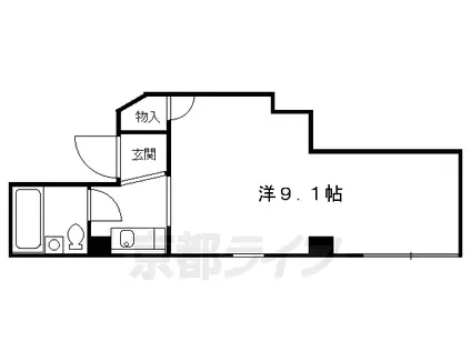 東海道本線 西大路駅 徒歩23分 6階建 築35年(ワンルーム/4階)の間取り写真