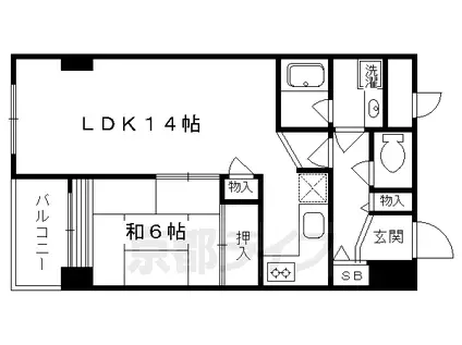 東海道本線 西大路駅 徒歩22分 5階建 築38年(1LDK/5階)の間取り写真