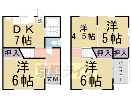 京阪電気鉄道京阪線 淀駅 徒歩32分 2階建 築40年(4DK)の間取り写真