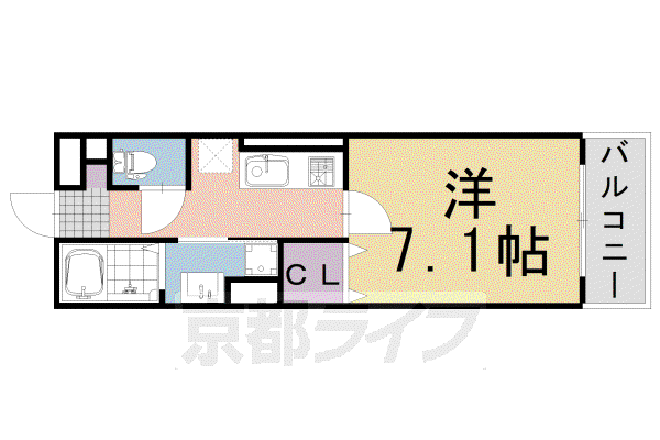 東海道本線 桂川駅(京都) 徒歩10分 3階建 築5年(1K/2階)の間取り写真