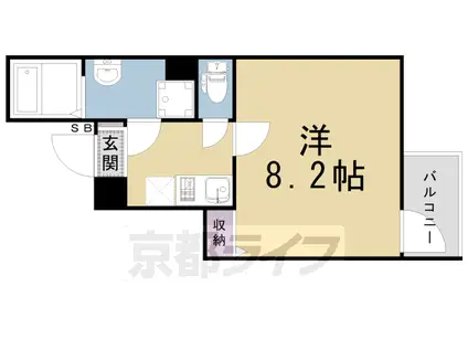 京都市烏丸線 北大路駅 徒歩29分 3階建 築3年(1K/3階)の間取り写真