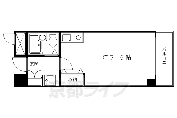 阪急電鉄京都線 大宮駅(京都) 徒歩5分 6階建 築38年(ワンルーム/2階)の間取り写真