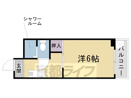 京福嵐山本線 帷子ノ辻駅 徒歩5分 4階建 築42年(1K/4階)の間取り写真