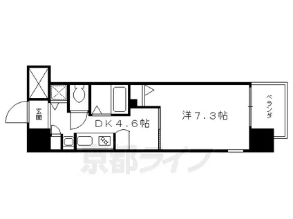 阪急電鉄京都線 京都河原町駅 徒歩4分 14階建 築25年(1DK/10階)の間取り写真