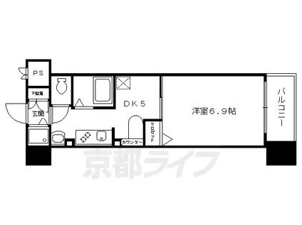 阪急電鉄京都線 京都河原町駅 徒歩4分 14階建 築25年(1DK/10階)の間取り写真