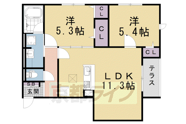 アメニティー・ノース(2LDK/1階)の間取り写真