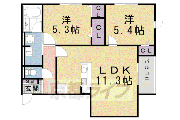 アメニティー・ノース(2LDK/3階)の間取り写真