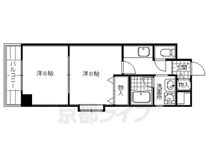 京都市烏丸線 烏丸御池駅 徒歩5分 5階建 築37年(2K/3階)の間取り写真
