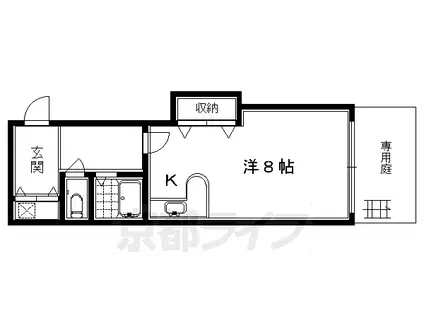 山陰本線 丹波口駅 徒歩10分 4階建 築38年(1K/1階)の間取り写真