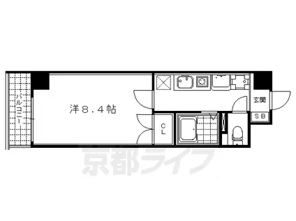阪急電鉄京都線 大宮駅(京都) 徒歩1分 10階建 築24年(1K/2階)の間取り写真