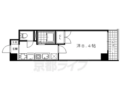 阪急電鉄京都線 大宮駅(京都) 徒歩1分 10階建 築24年(1K/6階)の間取り写真