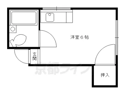 京都市烏丸線 五条駅(京都市営) 徒歩5分 3階建 築45年(1K/2階)の間取り写真