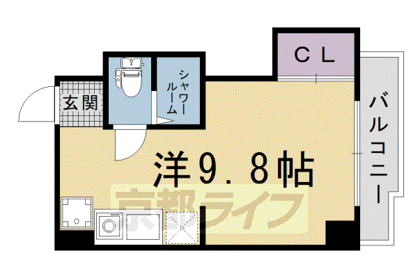 京阪電気鉄道京阪線 清水五条駅 徒歩5分 10階建 築39年(ワンルーム/6階)の間取り写真