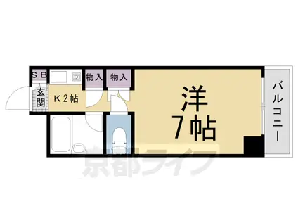 山陰本線 二条駅 徒歩5分 11階建 築36年(1K/4階)の間取り写真