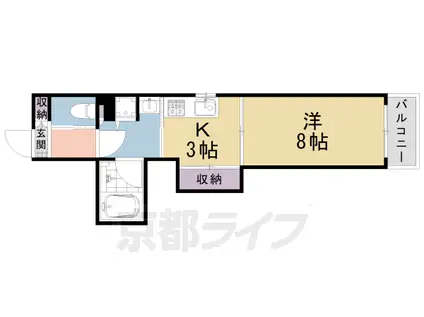京都市東西線 京都市役所前駅 徒歩8分 6階建 築24年(1K/2階)の間取り写真