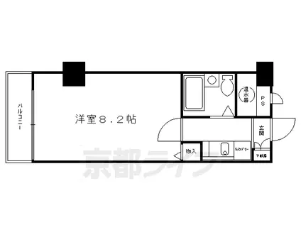 阪急電鉄京都線 大宮駅(京都) 徒歩4分 4階建 築42年(1K/4階)の間取り写真