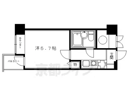 阪急電鉄京都線 大宮駅(京都) 徒歩4分 4階建 築42年(1K/3階)の間取り写真