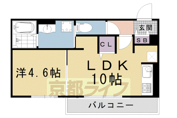 阪急電鉄京都線 大宮駅(京都) 徒歩10分 3階建 築3年(1LDK/1階)の間取り写真