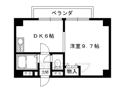 阪急電鉄京都線 京都河原町駅 徒歩6分 4階建 築36年(1DK/4階)の間取り写真