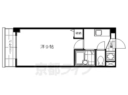 京阪電気鉄道京阪線 丹波橋駅 徒歩3分 4階建 築30年(1K/3階)の間取り写真