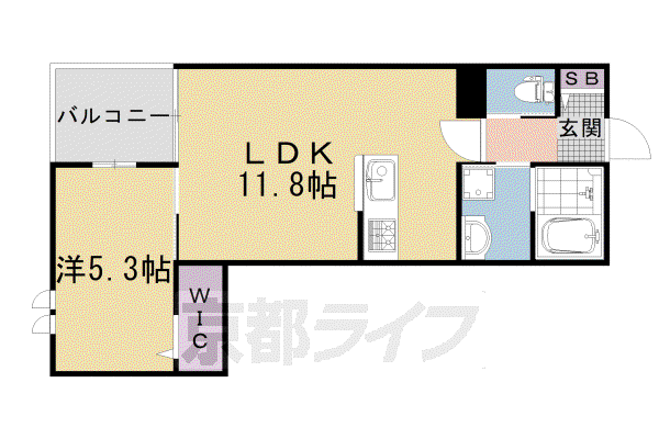 バセ・嵯峨嵐山(1LDK/3階)の間取り写真