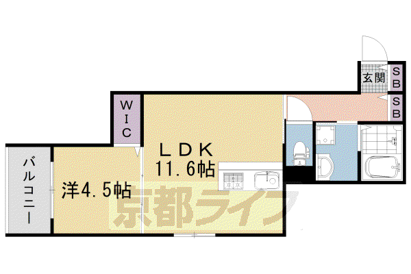 バセ・嵯峨嵐山(1LDK/3階)の間取り写真