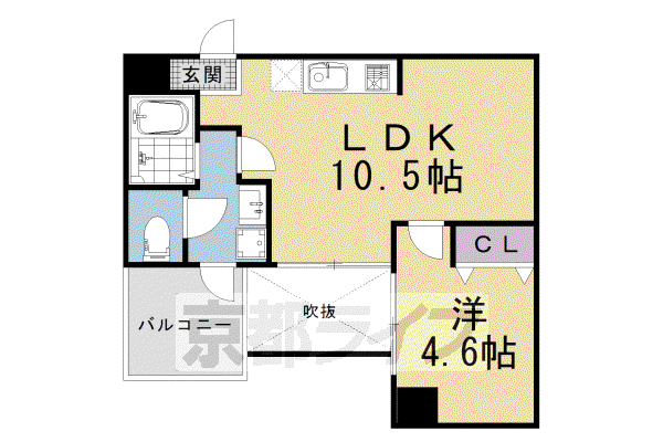 京都市烏丸線 丸太町駅(京都市営) 徒歩10分 5階建 築37年(1LDK/3階)の間取り写真
