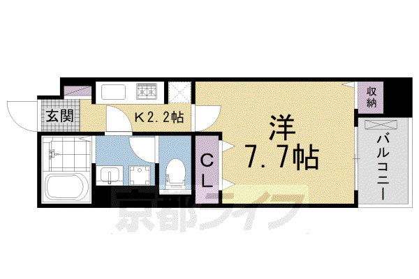 片町線 京田辺駅 徒歩3分 4階建 築3年(1K/2階)の間取り写真