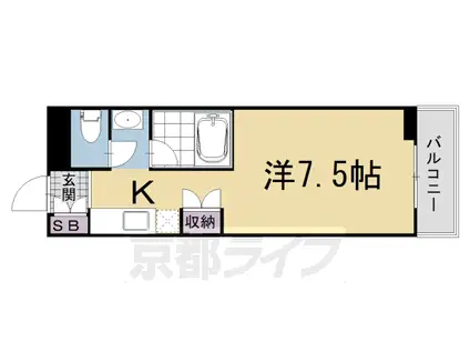 京都市烏丸線 四条駅(京都市営) 徒歩8分 5階建 築39年(1K/4階)の間取り写真