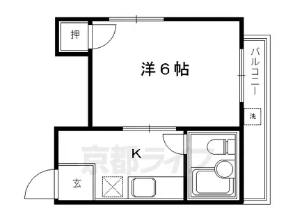 フロンティア西森(1K/4階)の間取り写真