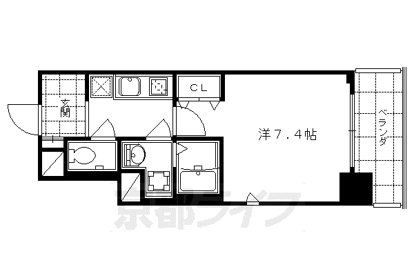 京都市東西線 京都市役所前駅 徒歩8分 10階建 築23年(1K/8階)の間取り写真