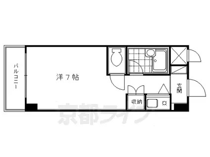京都市烏丸線 五条駅(京都市営) 徒歩6分 11階建 築37年(1K/7階)の間取り写真