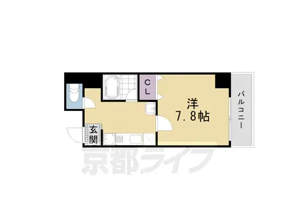 山陰本線 二条駅 徒歩1分 6階建 築23年(1K/3階)の間取り写真