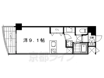 京阪電気鉄道京阪線 清水五条駅 徒歩3分 14階建 築35年(1K/4階)の間取り写真