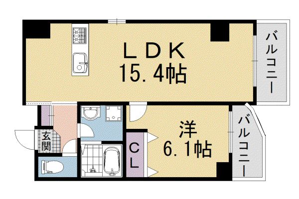 京阪電気鉄道京阪線 清水五条駅 徒歩3分 14階建 築36年(1LDK/9階)の間取り写真