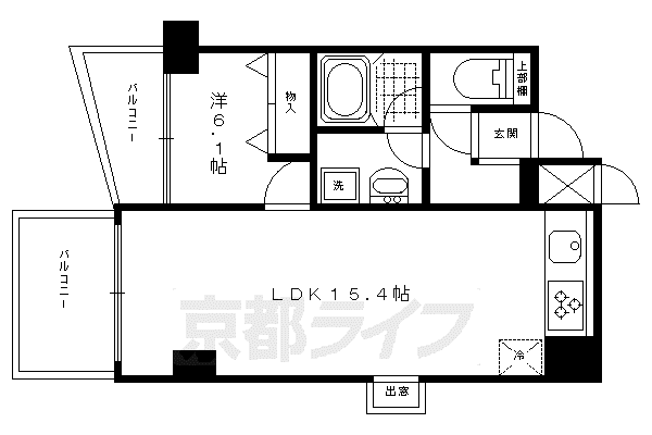 DELEAD河原町(1LDK/9階)の間取り写真