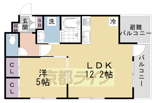 京福嵐山本線 嵐電嵯峨駅 徒歩3分 3階建 築3年(1LDK/2階)の間取り写真
