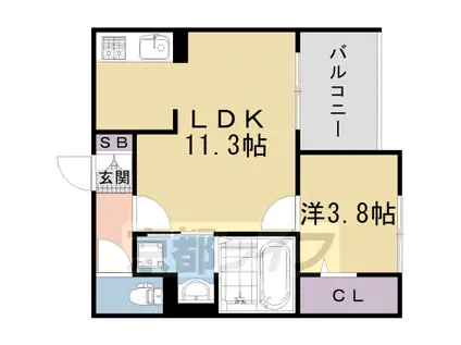 D-ROOM葛野大路御池(1LDK/2階)の間取り写真