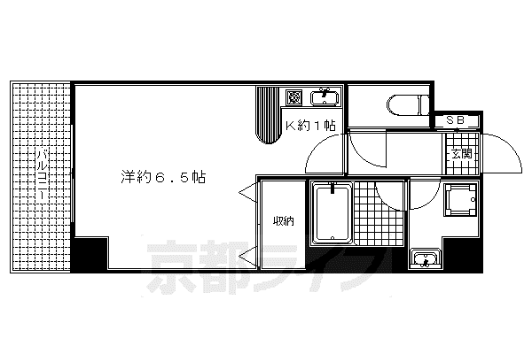 山陰本線 丹波口駅 徒歩7分 11階建 築36年(ワンルーム/3階)の間取り写真