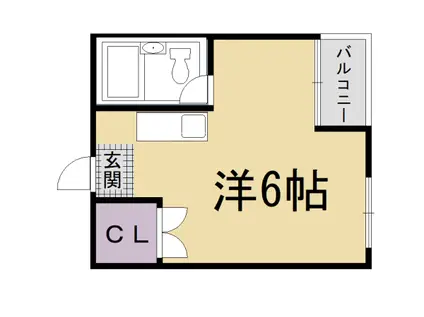 山陰本線 丹波口駅 徒歩7分 4階建 築35年(ワンルーム/2階)の間取り写真