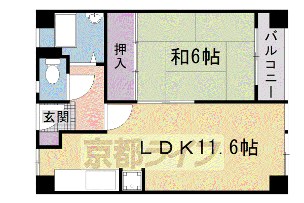京都市東西線 西大路御池駅 徒歩2分 10階建 築52年(1LDK/10階)の間取り写真