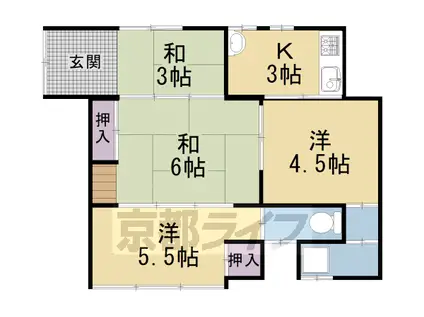 京都市東西線 太秦天神川駅 徒歩5分 1階建 築66年(4K)の間取り写真