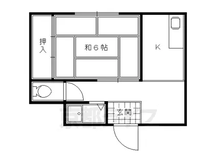 阪急電鉄京都線 大宮駅(京都) 徒歩3分 6階建 築47年(1K/4階)の間取り写真