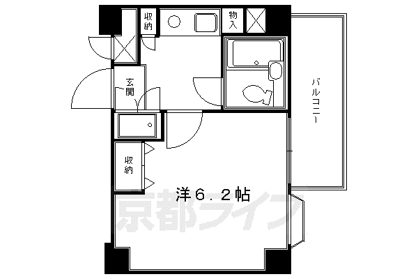 トーカン五条烏丸キャステール(1K/9階)の間取り写真