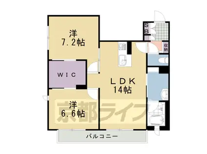 阪急電鉄京都線 桂駅 徒歩7分 3階建 築3年(2LDK/3階)の間取り写真