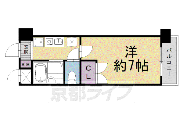 阪急電鉄京都線 大宮駅(京都) 徒歩8分 7階建 築41年(ワンルーム/5階)の間取り写真