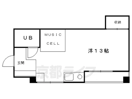 京都市烏丸線 烏丸御池駅 徒歩5分 5階建 築37年(ワンルーム/3階)の間取り写真