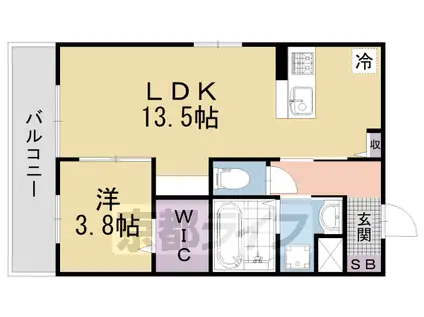 京都市東西線 御陵駅 徒歩18分 3階建 築3年(1LDK/2階)の間取り写真