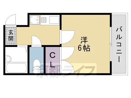 京都市烏丸線 烏丸御池駅 徒歩10分 4階建 築33年(1K/1階)の間取り写真